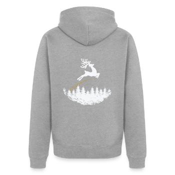 Rentier mit Sternenschweif Weihnachten - Unisex Premium Bio Zip Hoodie - Grau meliert - Hinten - Nico (187cm)