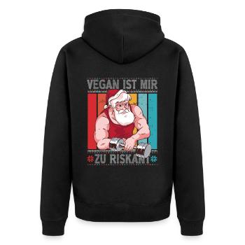Vegan Ist Mir Zu Riskant Weihnachten Heiligabend - Unisex Premium Bio Zip Hoodie - Schwarz - Hinten - Nico (187cm)
