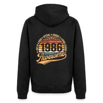 1986 Geburtstag Retro Vintage im Jahr 1986 geboren - Unisex Premium Bio Zip Hoodie - Schwarz - Hinten - Nico (187cm)