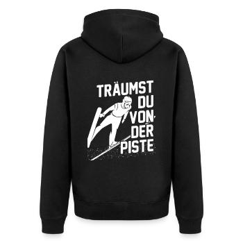 Nur ein Typ, der Araberpferde mag Kulturclub - Unisex Premium Bio Zip Hoodie - Schwarz - Hinten - Nico (187cm)
