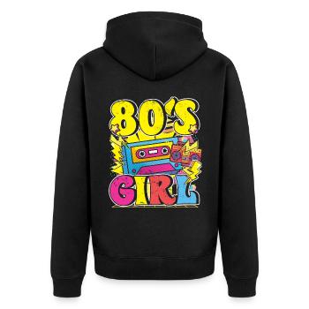 80 Girl 80s soirée à thème - Veste à capuche bio Premium Unisexe - noir - Dos - Nico (187cm)