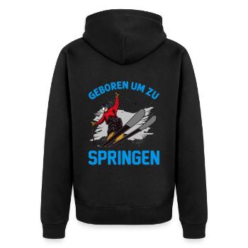 Geboren Um Zu Springen Skispringen - Unisex Premium Bio Zip Hoodie - Schwarz - Hinten - Nico (187cm)