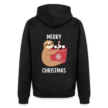 Joyeux Noël Drôle de Chemise de Noël - Veste à capuche bio Premium Unisexe - noir - Dos - Nico (187cm)