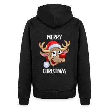 Joyeux Noël Drôle de Chemise de Noël - Veste à capuche bio Premium Unisexe - noir - Dos - Nico (187cm)