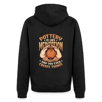Töpfern Ist Wie Meditation - Unisex Premium Bio Zip Hoodie - Schwarz - Hinten - Nico (187cm)