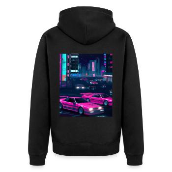 Vaporwave Aesthetic Synthwave Car - Unisex Premium Organic Zip Hoodie - black - Back - Nico (187cm)