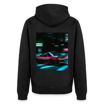 Vaporwave Aesthetic Synthwave Car - Unisex Premium Organic Zip Hoodie - black - Back - Nico (187cm)
