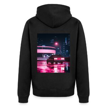 Vaporwave Aesthetic Synthwave Car - Unisex Premium Organic Zip Hoodie - black - Back - Nico (187cm)