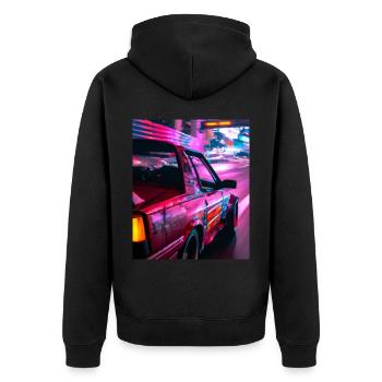 Vaporwave Aesthetic Synthwave Car - Unisex Premium Organic Zip Hoodie - black - Back - Nico (187cm)