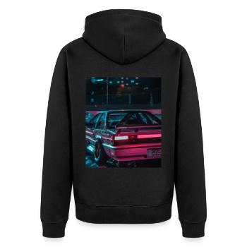 Vaporwave Aesthetic Synthwave Car - Unisex Premium Organic Zip Hoodie - black - Back - Nico (187cm)