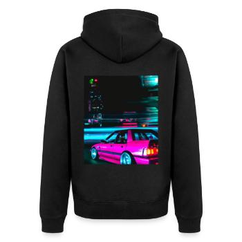 Vaporwave Aesthetic Synthwave Car - Unisex Premium Organic Zip Hoodie - black - Back - Nico (187cm)
