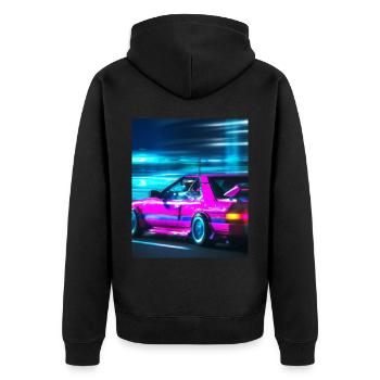 Vaporwave Aesthetic Synthwave Car - Unisex Premium Organic Zip Hoodie - black - Back - Nico (187cm)