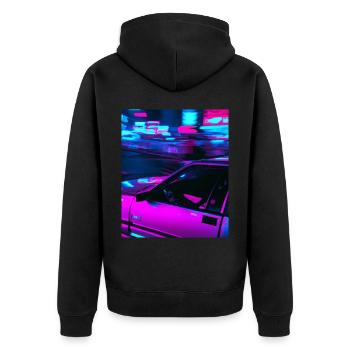 Vaporwave Aesthetic Synthwave Car - Unisex Premium Organic Zip Hoodie - black - Back - Nico (187cm)