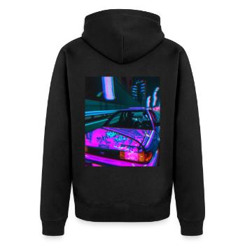 Vaporwave Aesthetic Synthwave Car - Unisex Premium Organic Zip Hoodie - black - Back - Nico (187cm)