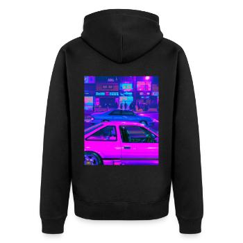 Vaporwave Aesthetic Synthwave Car - Unisex Premium Organic Zip Hoodie - black - Back - Nico (187cm)