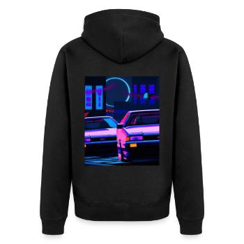 Vaporwave Aesthetic Synthwave Car - Unisex Premium Organic Zip Hoodie - black - Back - Nico (187cm)
