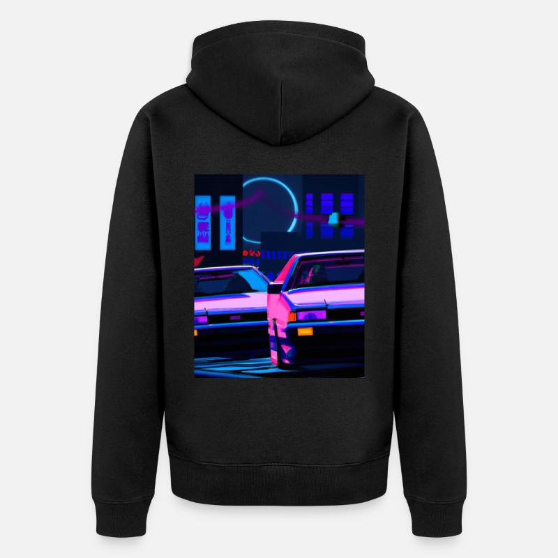 Vaporwave Esthétique Synthwave Car - Veste à capuche bio Premium Unisexe - noir