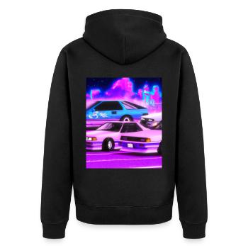 Vaporwave Aesthetic Synthwave Car - Unisex Premium Organic Zip Hoodie - black - Back - Nico (187cm)