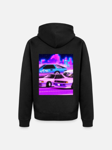 Vaporwave Aesthetic Synthwave Car - Unisex Premium Organic Zip Hoodie - black