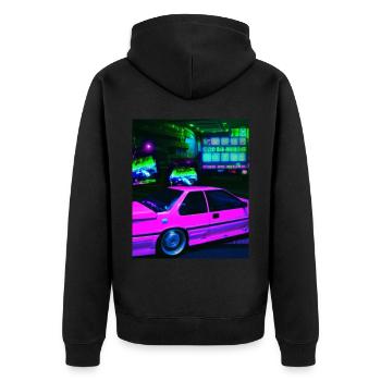 Vaporwave Aesthetic Synthwave Car - Unisex Premium Organic Zip Hoodie - black - Back - Nico (187cm)