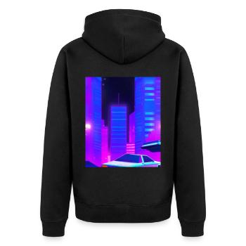 Vaporwave Esthétique Synthwave City - Veste à capuche bio Premium Unisexe - noir - Dos - Nico (187cm)