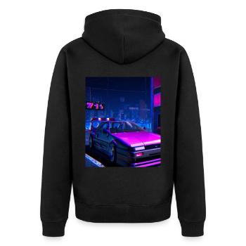 Vaporwave Esthétique Synthwave Car - Veste à capuche bio Premium Unisexe - noir - Dos - Nico (187cm)