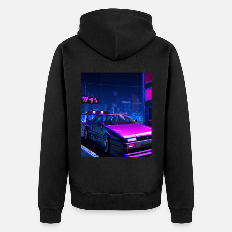 Vaporwave Esthétique Synthwave Car - Veste à capuche bio Premium Unisexe - noir
