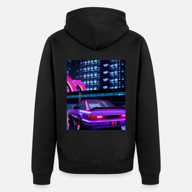 Vaporwave Aesthetic Synthwave Car - Unisex Premium Bio Zip Hoodie - Schwarz