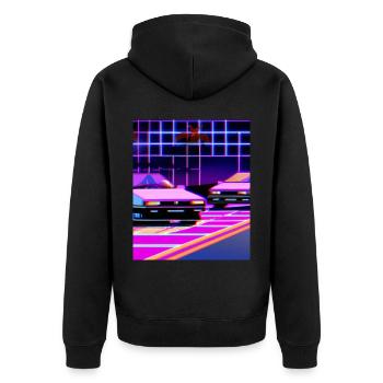 Vaporwave Aesthetic Synthwave Car - Unisex Premium Organic Zip Hoodie - black - Back - Nico (187cm)