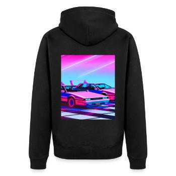 Vaporwave Aesthetic Synthwave Car - Unisex Premium Organic Zip Hoodie - black - Back - Nico (187cm)