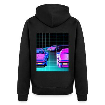 Vaporwave Esthétique Synthwave Car - Veste à capuche bio Premium Unisexe - noir - Dos - Nico (187cm)