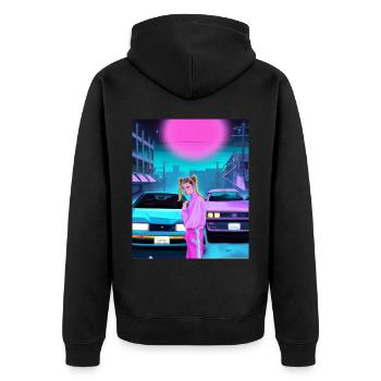 Vaporwave Esthétique Synthwave Car Anime Fille - Veste à capuche bio Premium Unisexe - noir - Dos - Nico (187cm)