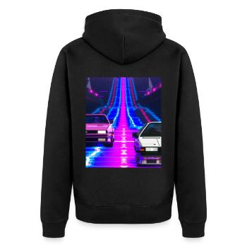 Vaporwave Aesthetic Synthwave Car - Unisex Premium Organic Zip Hoodie - black - Back - Nico (187cm)