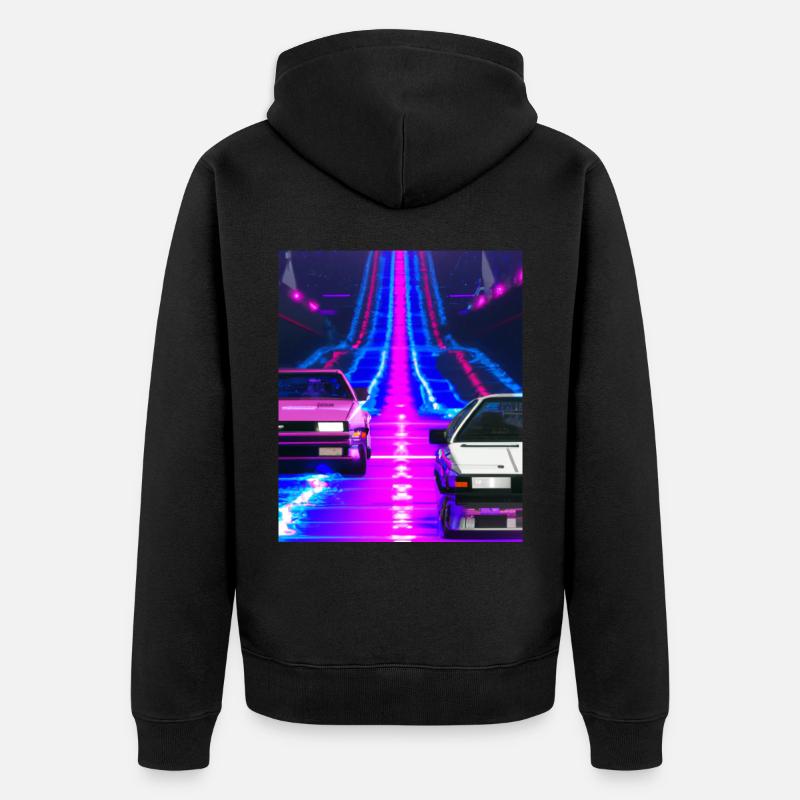 Vaporwave Esthétique Synthwave Car - Veste à capuche bio Premium Unisexe - noir