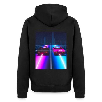 Vaporwave Aesthetic Synthwave Car - Unisex Premium Organic Zip Hoodie - black - Back - Nico (187cm)