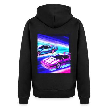 Vaporwave Aesthetic Synthwave Car - Unisex Premium Organic Zip Hoodie - black - Back - Nico (187cm)