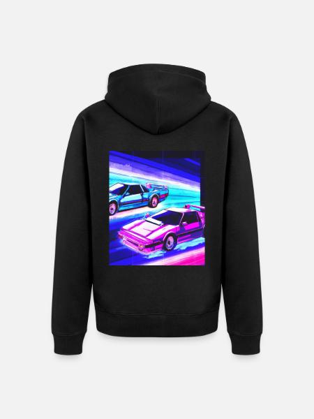 Vaporwave Aesthetic Synthwave Car - Unisex Premium Organic Zip Hoodie - black