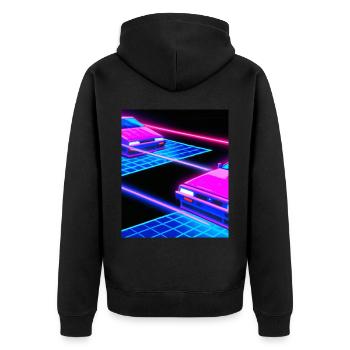 Vaporwave Aesthetic Synthwave Car - Unisex Premium Organic Zip Hoodie - black - Back - Nico (187cm)