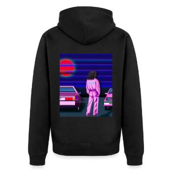 Vaporwave Esthétique Synthwave Car Anime Fille - Veste à capuche bio Premium Unisexe - noir - Dos - Nico (187cm)