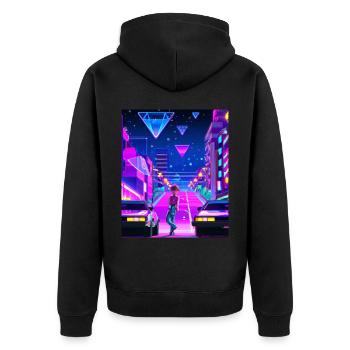 Vaporwave Esthétique Synthwave City Anime Girl - Veste à capuche bio Premium Unisexe - noir - Dos - Nico (187cm)