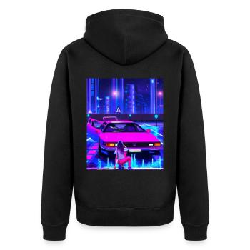 Vaporwave Esthétique Synthwave Car Anime Fille - Veste à capuche bio Premium Unisexe - noir - Dos - Nico (187cm)
