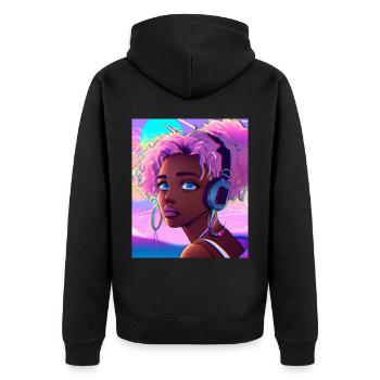 Pastel Aesthetic Cute Anime Girl - Unisex Premium Organic Zip Hoodie - black - Back - Nico (187cm)