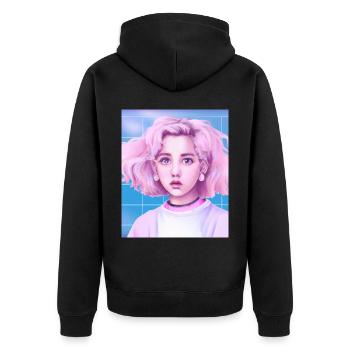 Pastel Aesthetic Cute Anime Girl - Unisex Premium Organic Zip Hoodie - black - Back - Nico (187cm)