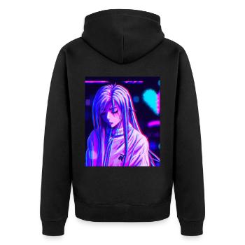 Pastel Esthétique Triste Anime Fille - Veste à capuche bio Premium Unisexe - noir - Dos - Nico (187cm)