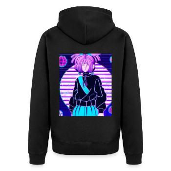 Pastel Esthétique Triste Anime Fille - Veste à capuche bio Premium Unisexe - noir - Dos - Nico (187cm)