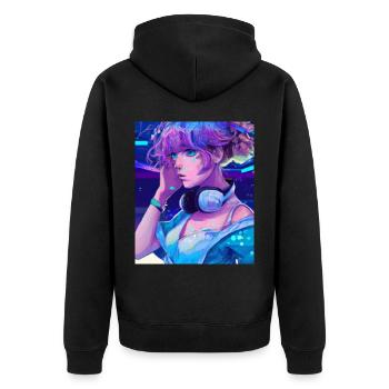 Pastel Aesthetic Cute Anime Girl - Unisex Premium Organic Zip Hoodie - black - Back - Nico (187cm)
