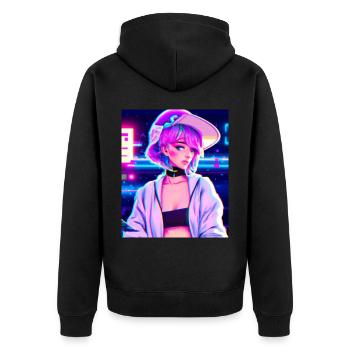 Pastel Esthétique Triste Anime Fille - Veste à capuche bio Premium Unisexe - noir - Dos - Nico (187cm)