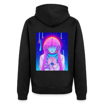 Pastel Esthétique Triste Anime Fille - Veste à capuche bio Premium Unisexe - noir - Dos - Nico (187cm)