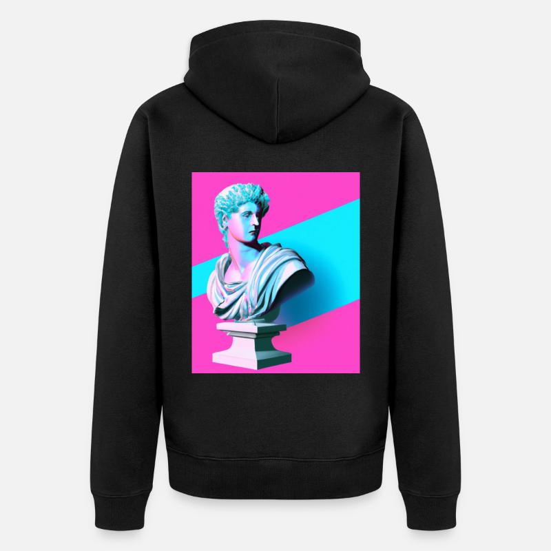 Vaporwave Statue Buste romain - Veste à capuche bio Premium Unisexe - noir