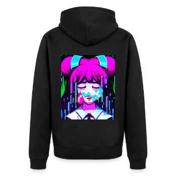Pastel Esthétique Triste Anime Fille - Veste à capuche bio Premium Unisexe - noir - Dos - Nico (187cm)